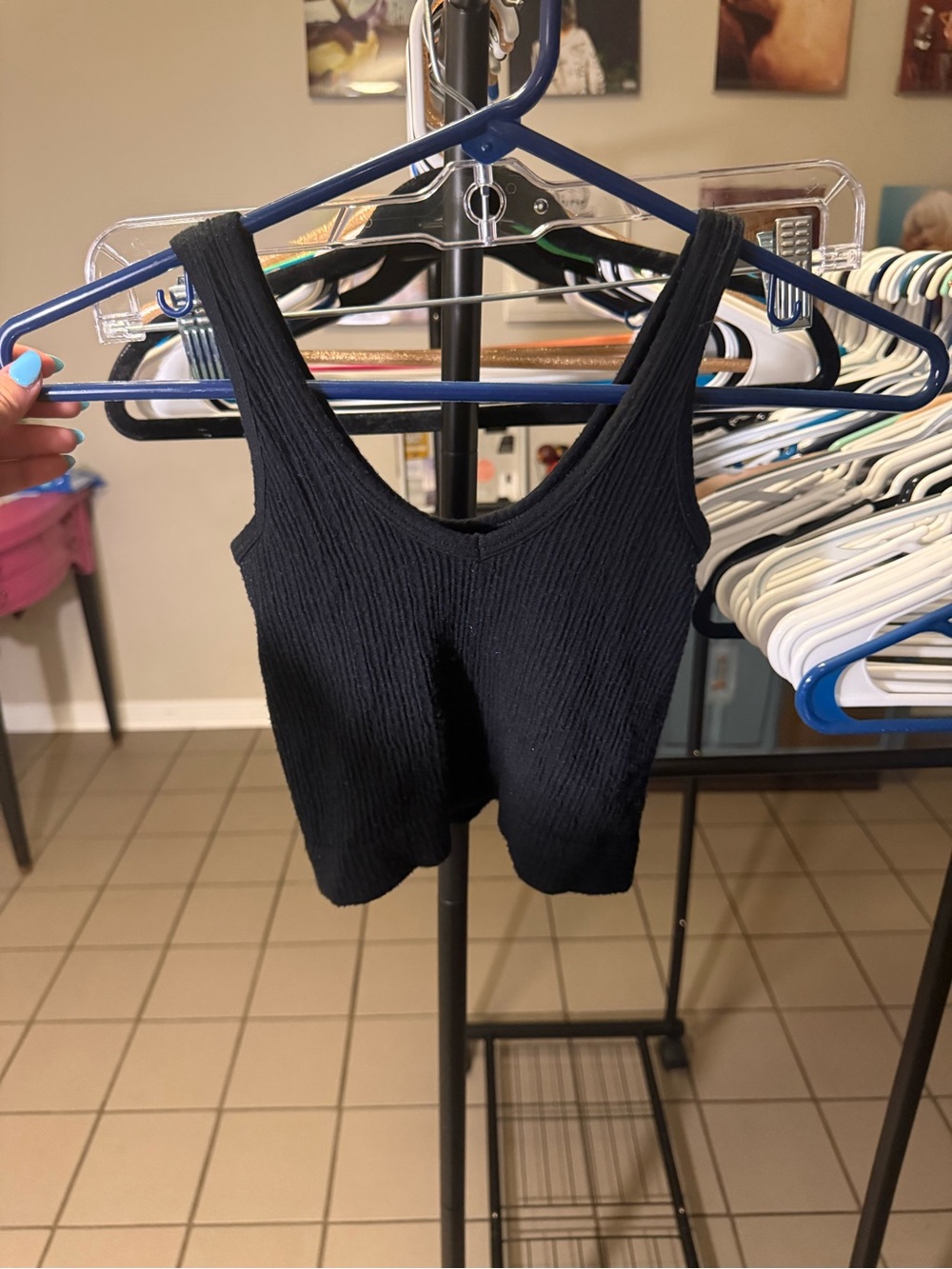 Urban Outfitters Black Ribbed Crop Tank Top